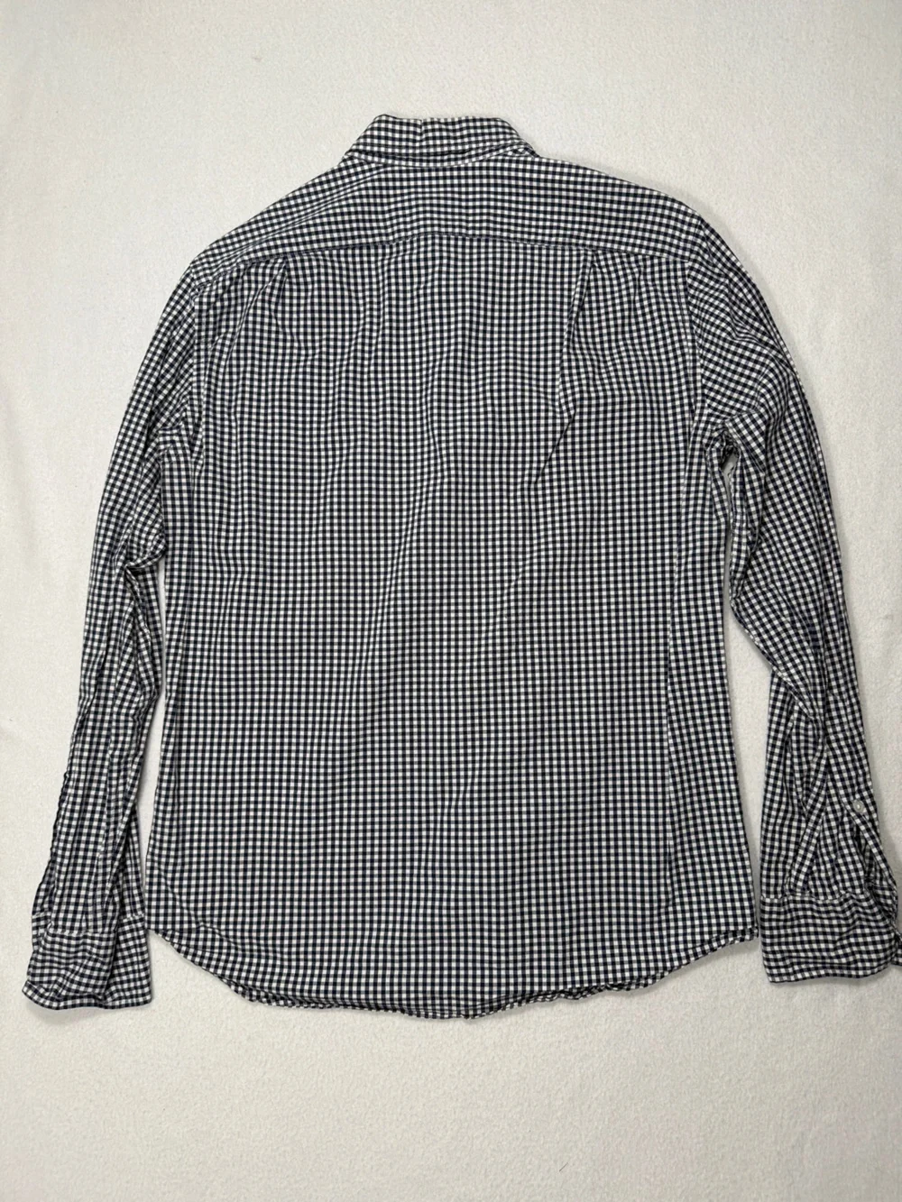J. Crew Flex Slim Fit Navy Blue & White Gingham Button-Down Shirt Sz M #2521